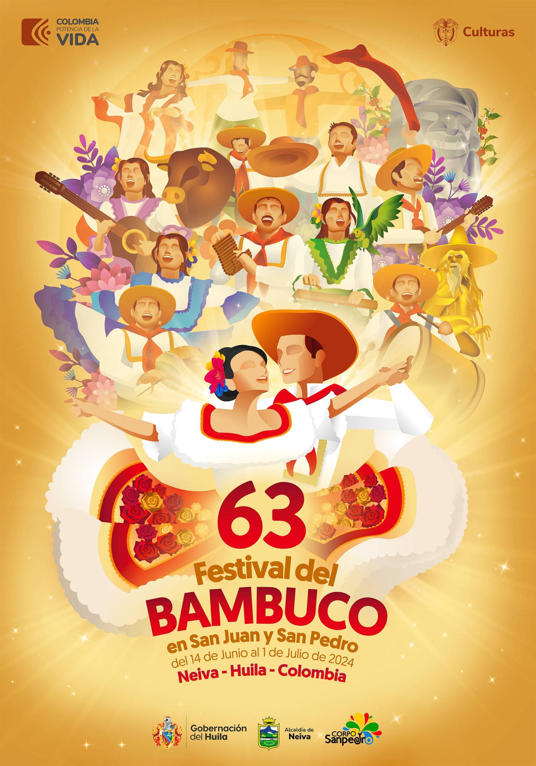 Es oficial: El Huila tiene afiche y programación para el 63 Festival del Bambuco en San Juan y San Pedro
