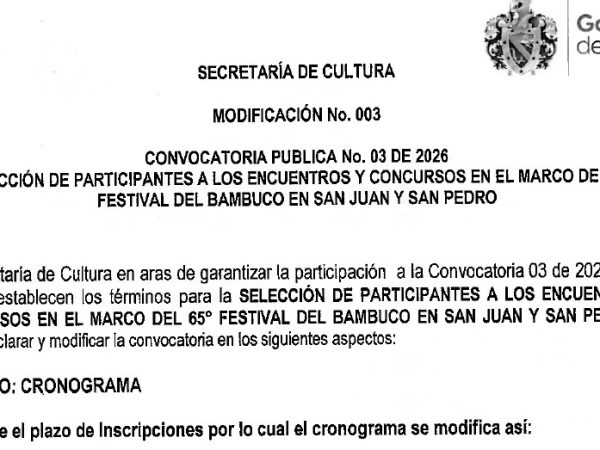 Modificación al cronograma de la Convocatoria Pública No. 003 de 2026